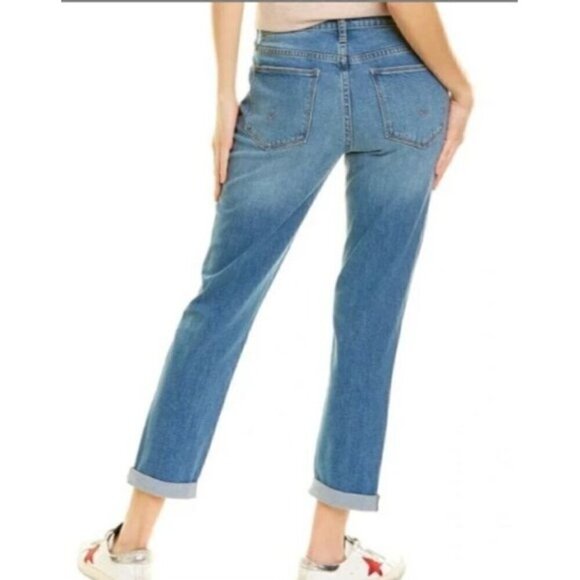 Hudson Women's Natalie Midrise Slim Boyfriend Cuffed Medium Wash Jeans Size 26 - Picture 2 of 14